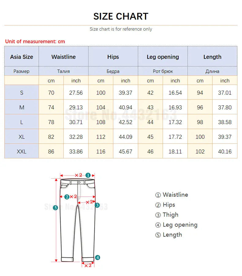 Men's Baggy & Wide-leg Jeans size chart